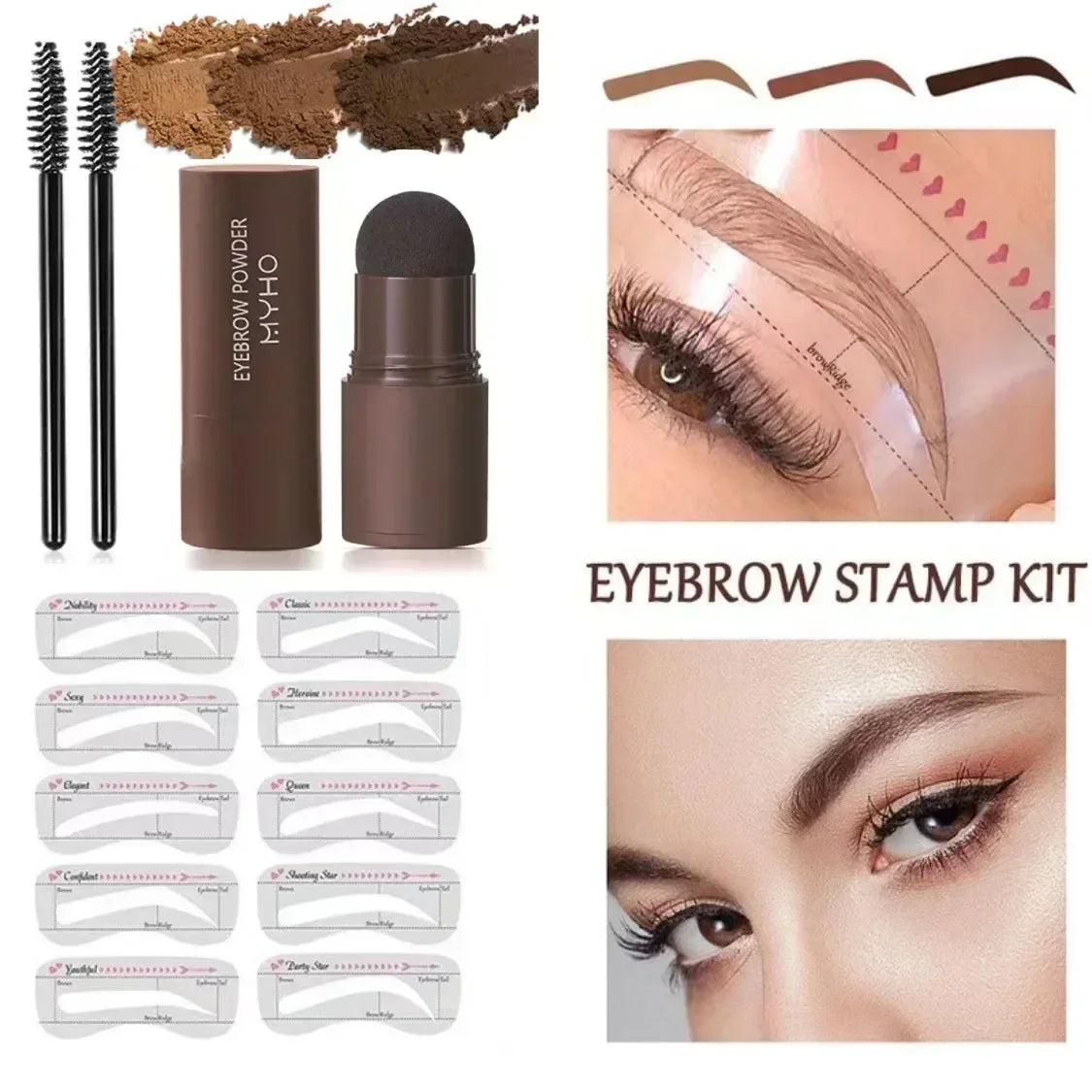 Complete Professional Eyebrow Powder Stamp Shaping Kit Makeup Brushes Eyebrow Paint Eyebrow Pencil Eye Brows Stencil